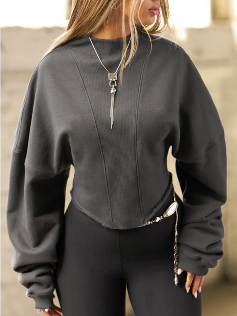 JOAH BROWN Dolman Pullover Sweatshirt in Charcoal Luxe French Terry Size S/M NWT